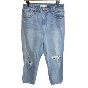 Abercrombie & Fitch Women's Curve Mom High Rise Distressed Jeans Size 30 Size 10